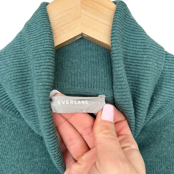 Everlane Green Wool Blend Short Sleeve Turtleneck Sz S - Picture 2 of 5